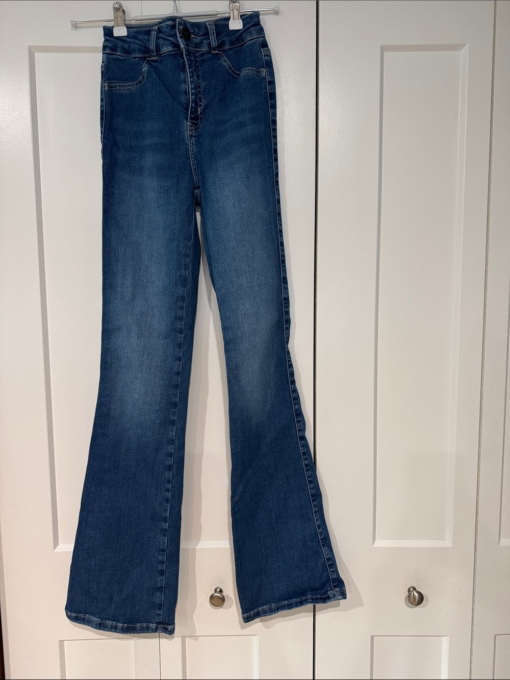 FITJEANS Dark Blue High-Rise Flare Jeans XS - Picture 4 of 7